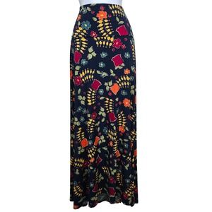 Lularoe Maxi Skirt Women's Medium Floral Navy Blue Yellow Red Orange Green‎